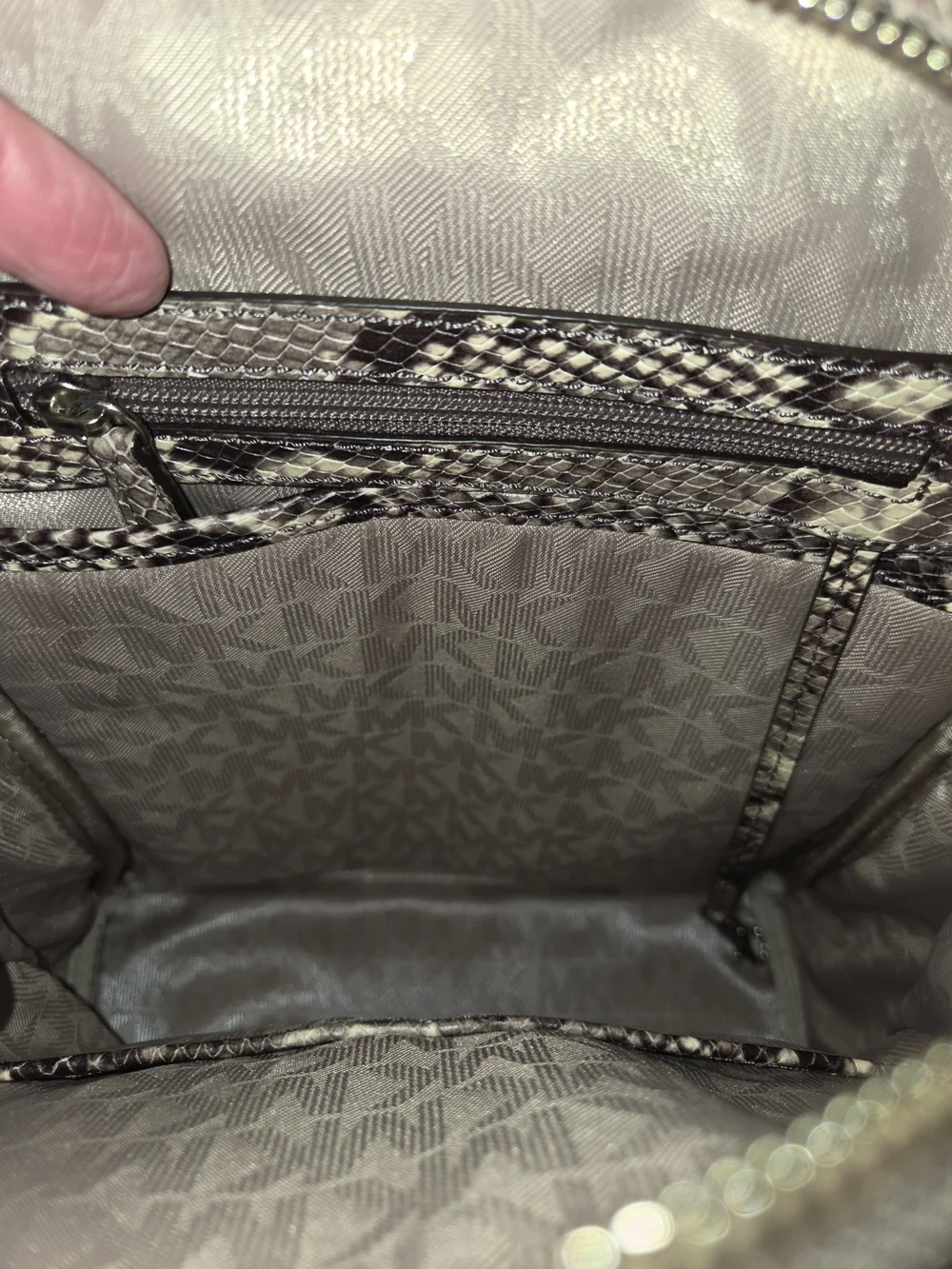 Michael Kors Snakeskin Print Mini Backpack - Taupe & Black